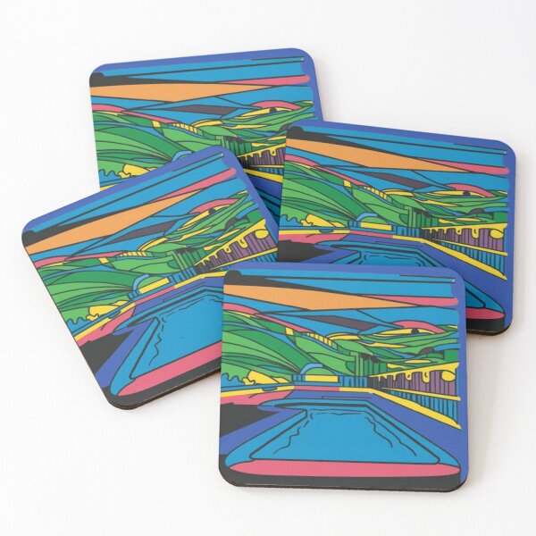 Item preview, "Vibrant Oasis: Abstract Landscape in Bold Colors" designed and sold by ArtTeeFusion.