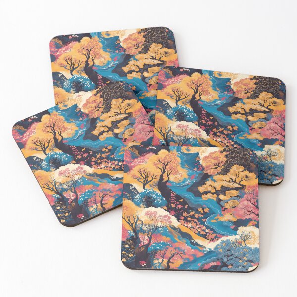 Item preview, Serene Japanese Ukiyo-e Art  Majestic Trees and Tranquil Brook River Scene designed and sold by R31bN.