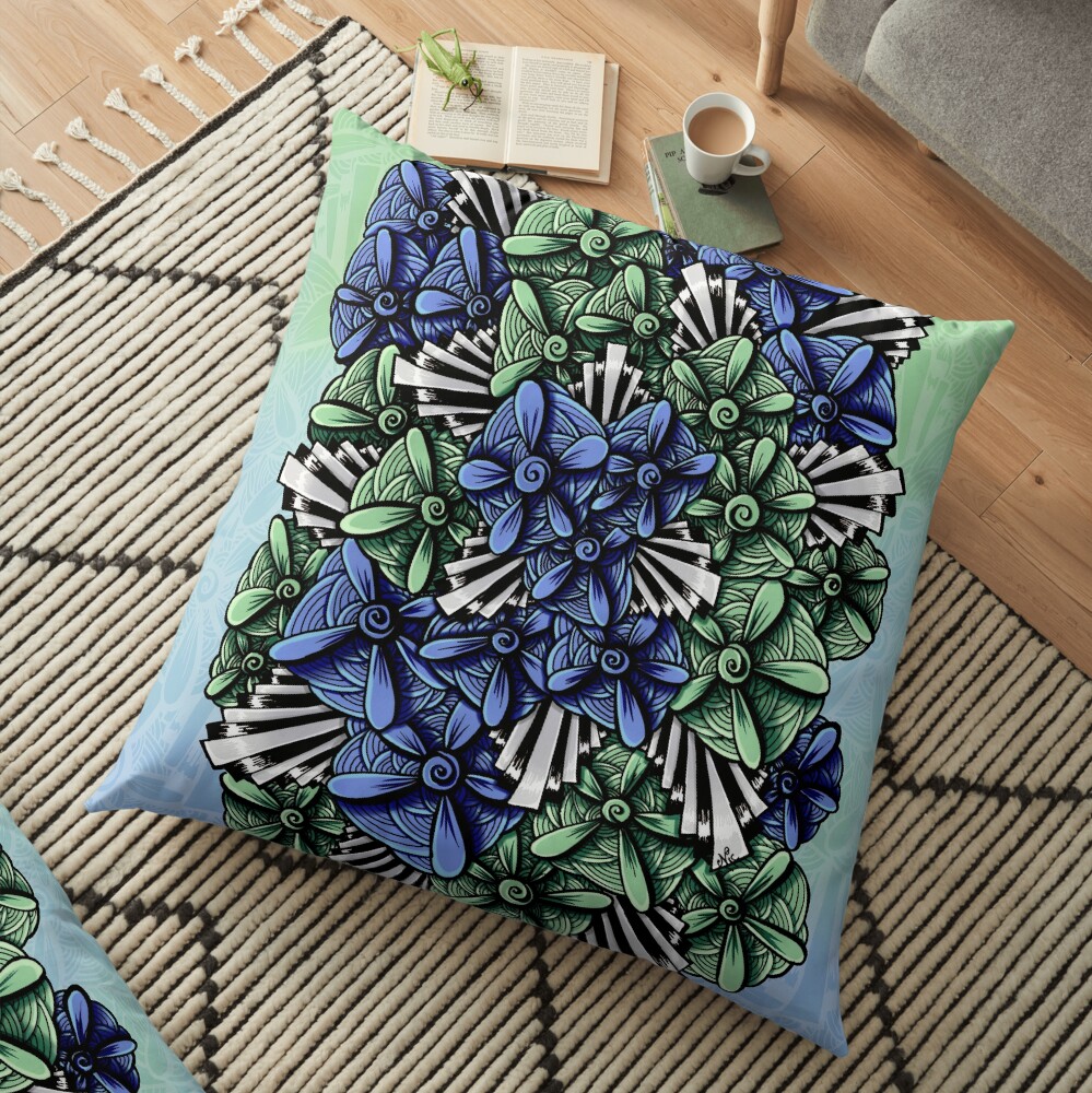 Zentangle Petal-Floodlights Floor Pillow