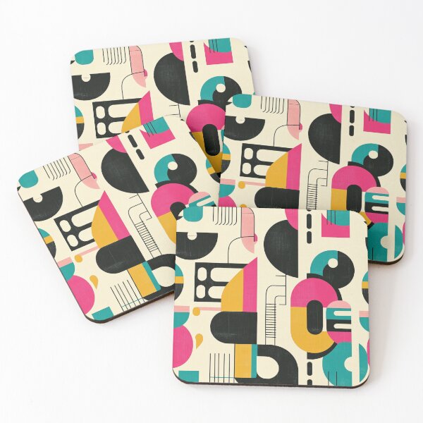 Item preview, Mid-Century Modern Geometric Pattern with Retro-Futuristic Elements designed and sold by PaintbrushPlace.