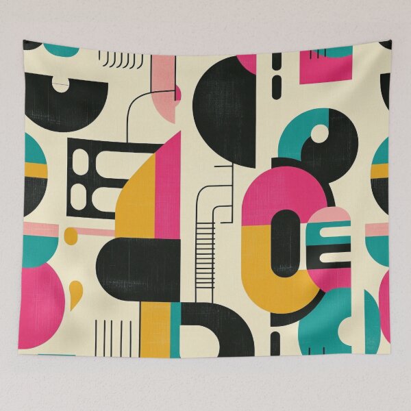 Item preview, Mid-Century Modern Geometric Pattern with Retro-Futuristic Elements designed and sold by PaintbrushPlace.