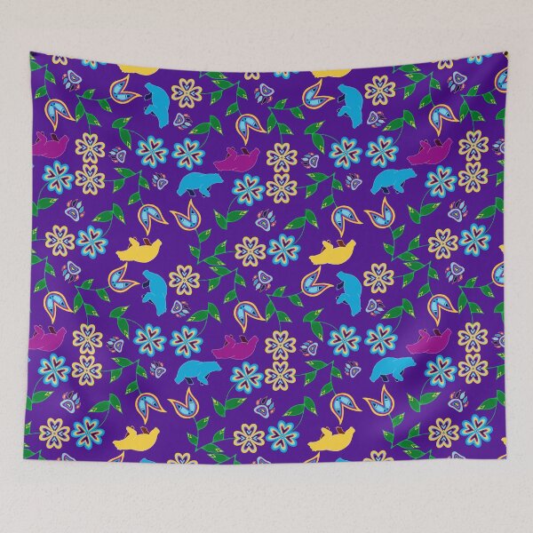 Item preview, Purple Bear Hummingbird Floral designed and sold by Niibidoon.