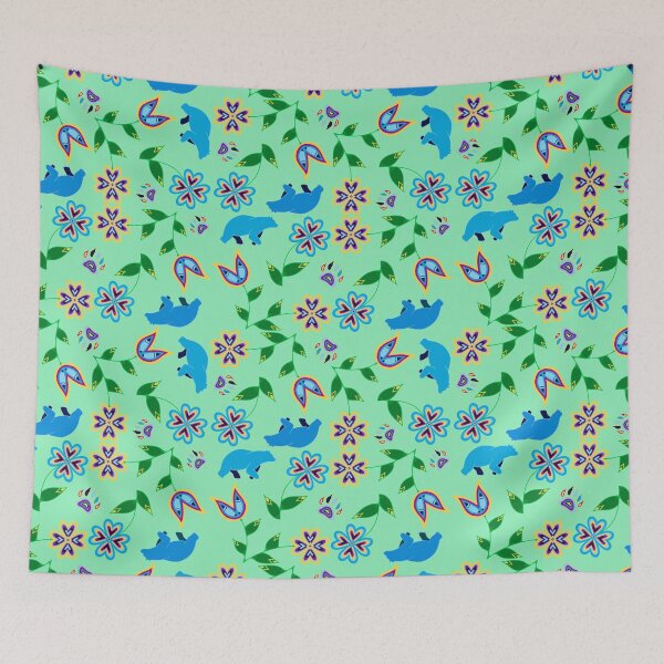 Item preview, Green Bear Hummingbird Floral designed and sold by Niibidoon.