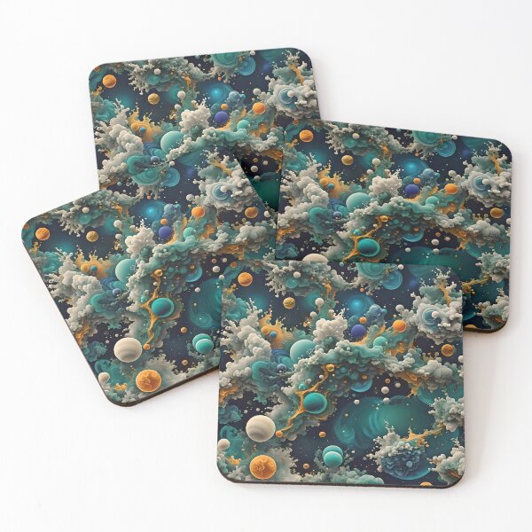Item preview, My explosion of teal and gold microscopic cells.  designed and sold by murielsfaith.