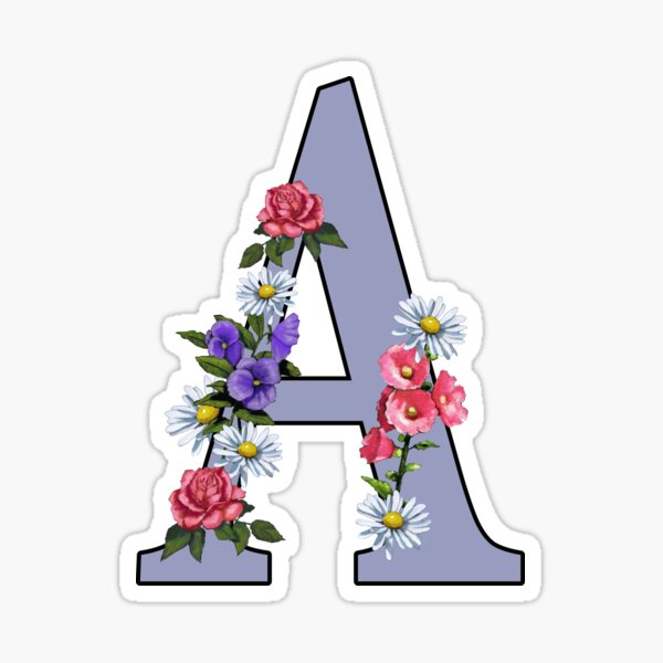 Artikel-Vorschau von Buchstabe A, Initiale, Monogramm, mit Blumenkunst, designt und verkauft von JoyfulWhimsy.
