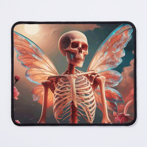 Item preview, Fairy skeleton in a field of wildflowers - pink dreamy vintage retro oil paint dark fairycore girly designed and sold by Fantasy Cache.