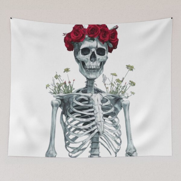 Item preview, Skeleton wearing a flower crown designed and sold by R-market.