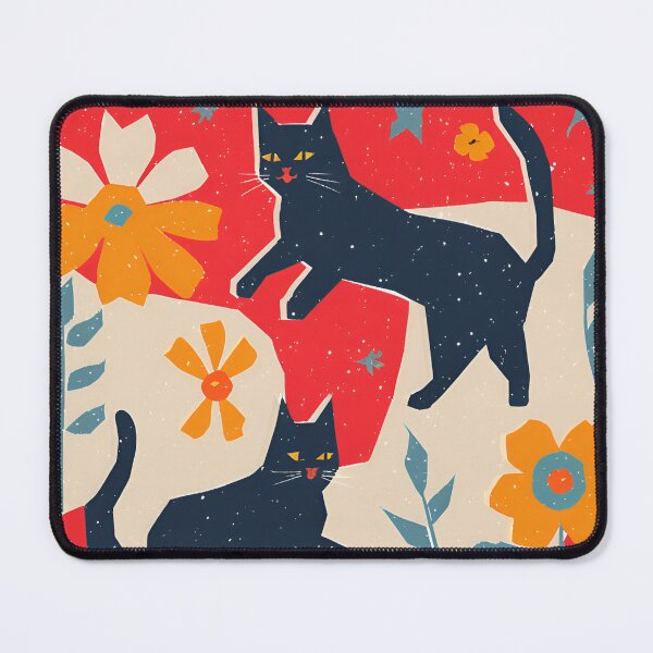 Artikelvorschau, Risograph mit Katzen und Blumen entworfen und verkauft von Bella Donna  Digital.