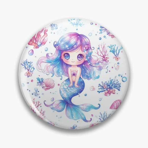 Artikelvorschau, Süße Chibi Meerjungfrau mit Lichteffektmuster Pastell Galaxie blau entworfen und verkauft von Thenewss.