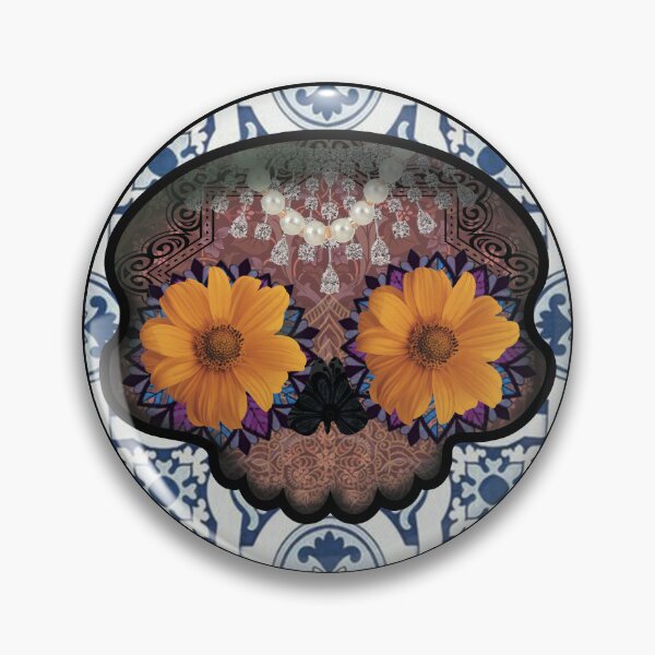 Item preview, Catrina, mexican skull, roud background, round talavera background designed and sold by fashionlabrador.