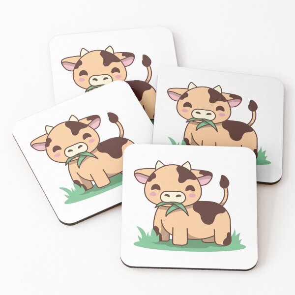 Item preview, Kawaii Cow on Grass with Leaf in Mouth designed and sold by TurtleDojo.