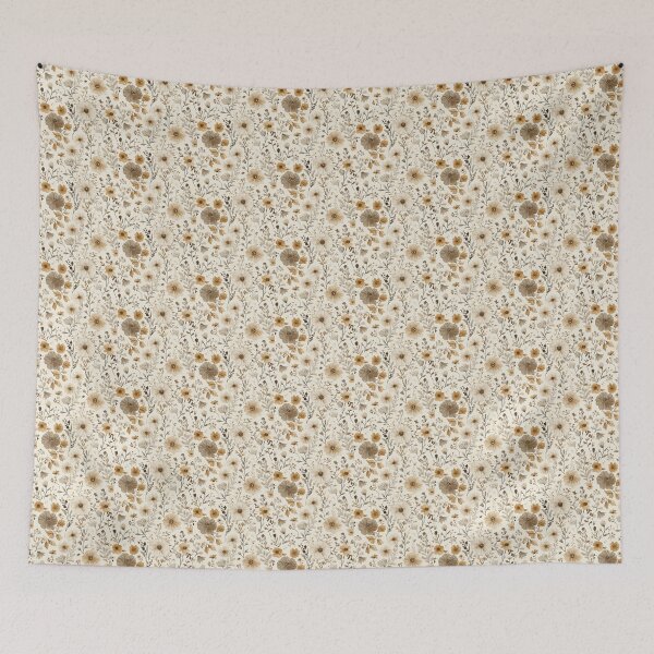 Item preview, boho neutral beige brown vintage flowers designed and sold by LOD24.