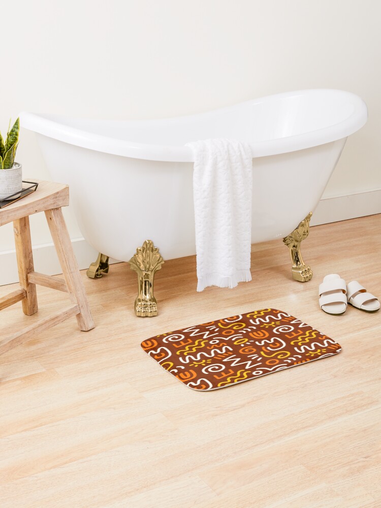 Thumbnail 2 of 6, Bath Mat, Tribal African Print, Aztec seamless pattern texture designed and sold by RubyCollection.