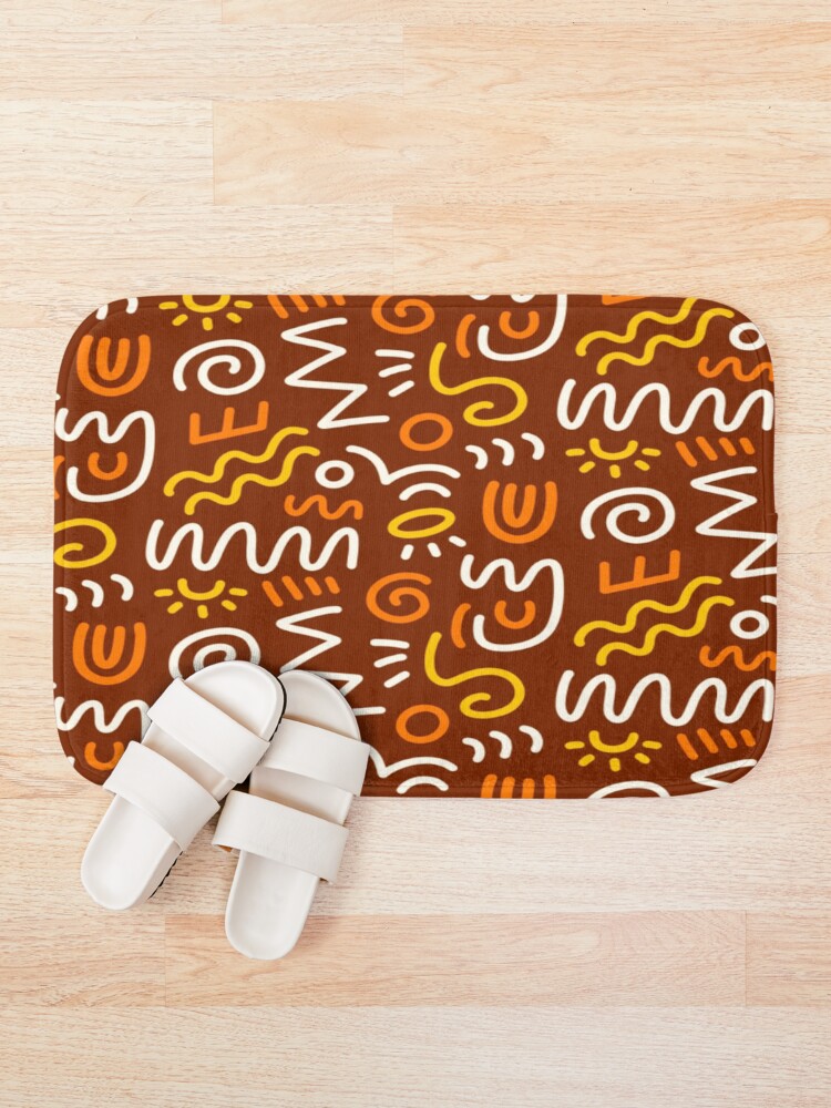 Thumbnail 1 of 6, Bath Mat, Tribal African Print, Aztec seamless pattern texture designed and sold by RubyCollection.
