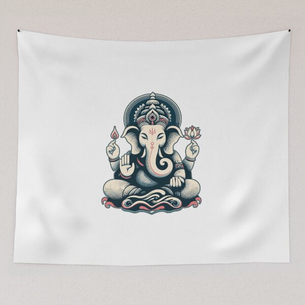 Item preview, Colorful Ganesha Illustration with Lotus and Lamp designed and sold by ArtTodayShop.