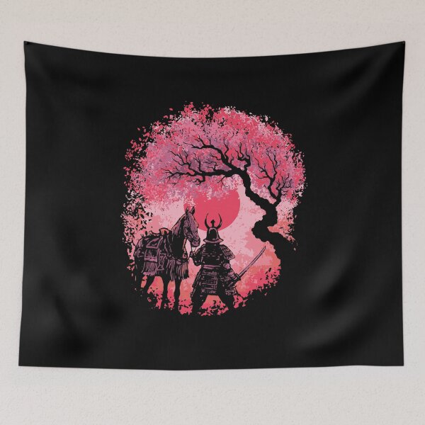 Item preview, Samurai with Horse Under Tree with Red Moon  designed and sold by TurtleDojo.