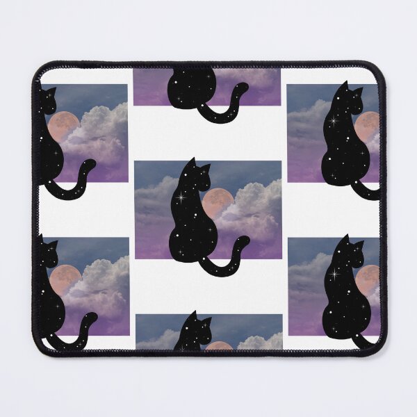 Item preview, Witchy Mystical Black Cat Kitty Pink Full Moon Clouds designed and sold by WildWoodlandWitch.