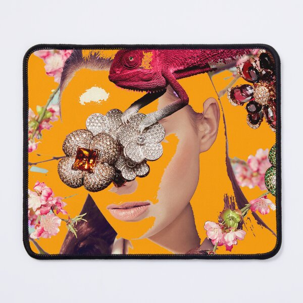 Item preview, Orange Abstract Female Face with Colorful Flowers designed and sold by Leni Smoragdova.