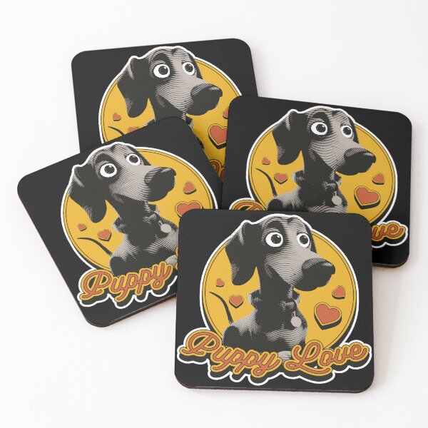 Item preview, Black Puppy Dog with 'Puppy Love' Quote - Cute Pet Art designed and sold by TurtleDojo.
