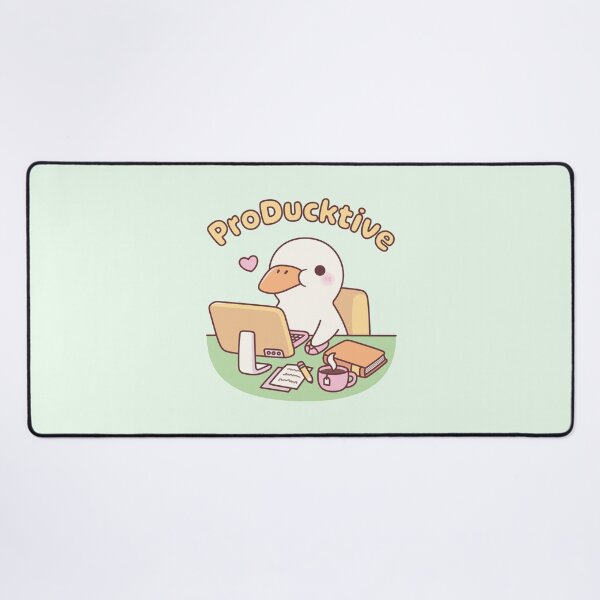 Aperçu de l'œuvre Canard mignon travaillant sur un ordinateur Jeu de mots productif créée et vendue par rustydoodle.