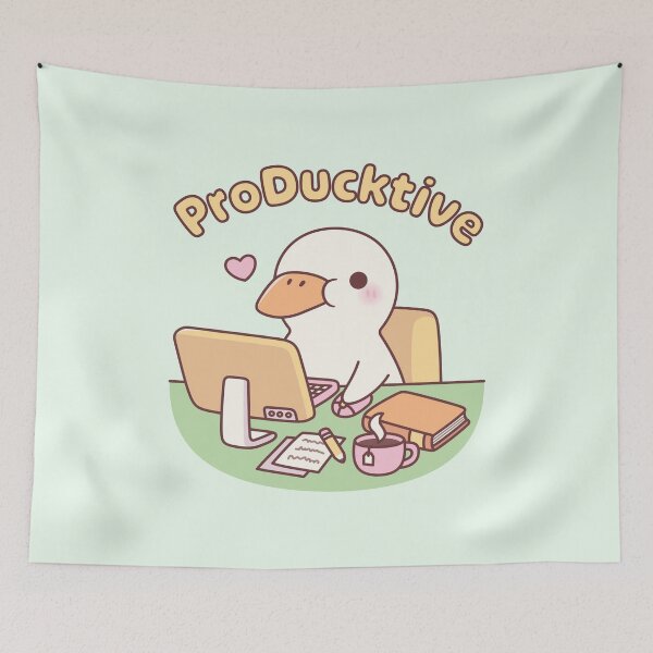 Item preview, Cute Duck Working On Computer Producktive Pun designed and sold by rustydoodle.