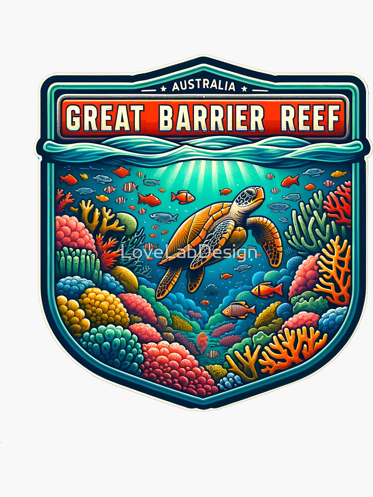 Thumbnail 3 of 3, Sticker, Great Barrier Reef Australia designed and sold by LoveLabDesign.