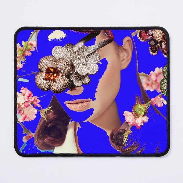 Item preview, Blue Abstract Female Face with Colorful Flowers designed and sold by Leni Smoragdova.