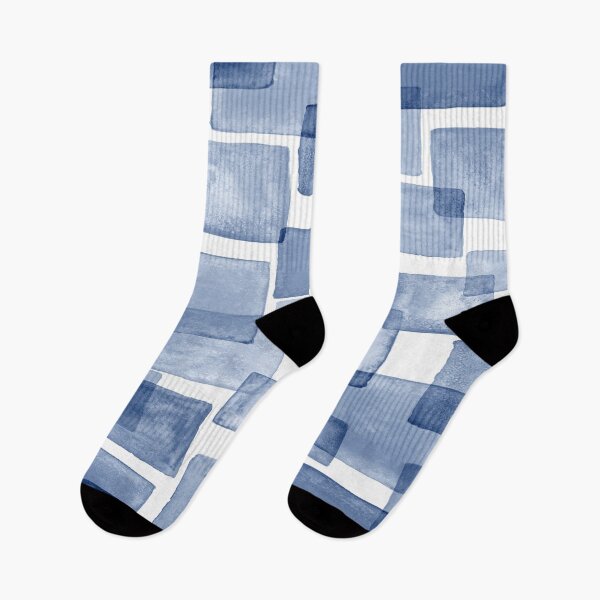 Item preview, Blue and White Abstract Square Blocks designed and sold by RubyCollection.