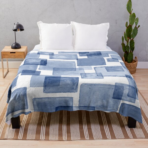 Item preview, Blue and White Abstract Square Blocks designed and sold by RubyCollection.