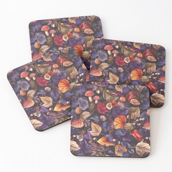 Item preview, Purple Autumn Leaves, Red Toadstools, Conkers and Mushrooms designed and sold by AgathaZolastore.
