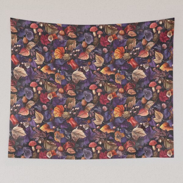 Item preview, Purple Autumn Leaves, Red Toadstools, Conkers and Mushrooms designed and sold by AgathaZolastore.