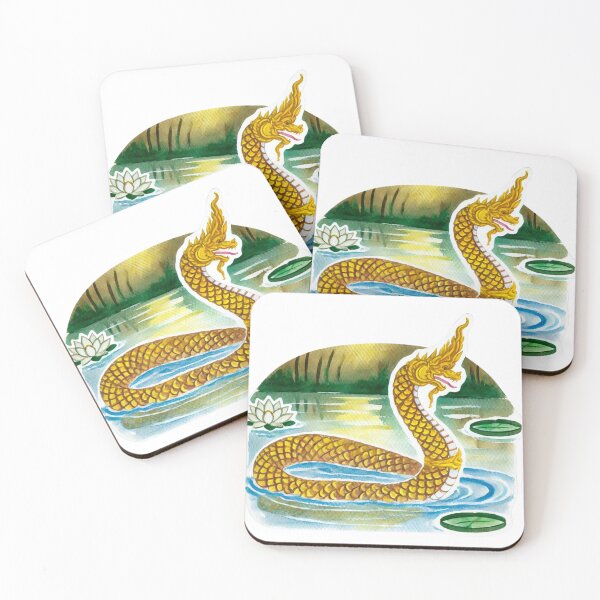 Item preview, Golden Serpent in Serene Waters designed and sold by Jeffyshop389.