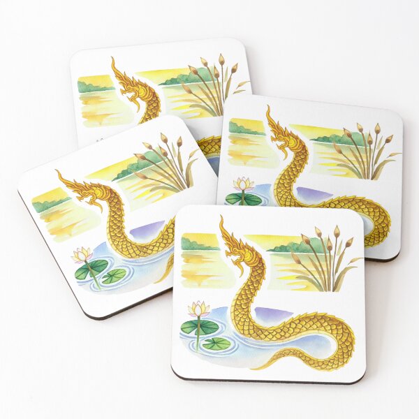 Item preview, Golden Serpent in Serene Waters designed and sold by Jeffyshop389.