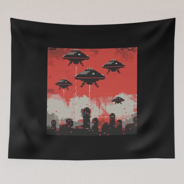 Item preview, Alien UFO Ships Invasion War Pixel Vintage Retro  designed and sold by redstar19.