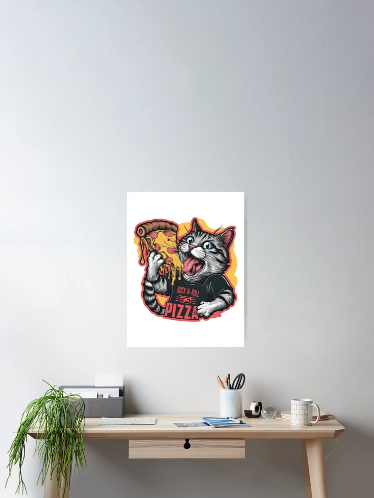 Thumbnail 2 of 3, Poster, Cat with Pizza designed and sold by R3FDesign.