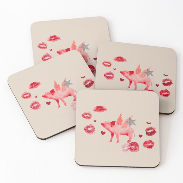 Item preview, Good Luck, Babe! Flying Pig Lipstick Kisses Hearts designed and sold by aestheticqueen.