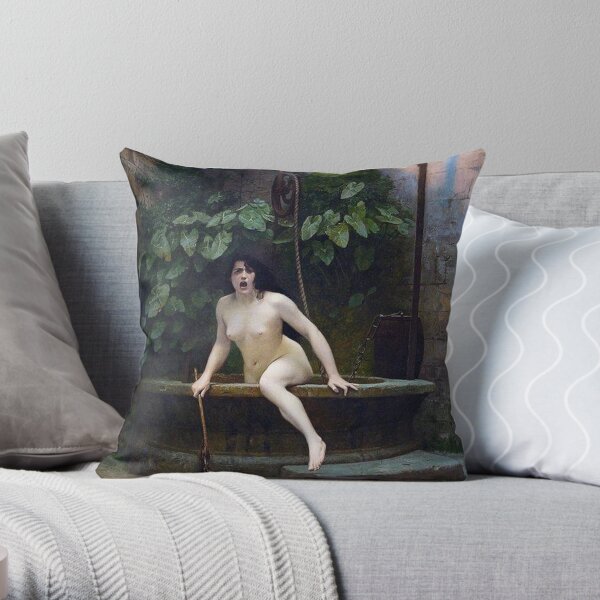 TRUTH COMING OUT OF HER WELL TO SHAME MANKIND - JEAN-LEON GEROME Throw Pillow