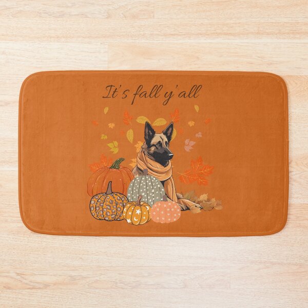 Item preview, 'It's Fall Y'all - Cozy Laekenois with Pumpkins and Leaves" designed and sold by GoodyPaws.