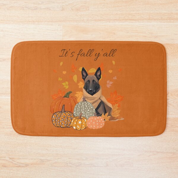 Item preview, 'It's Fall Y'all - Cozy Malinois with Pumpkins and Leaves" designed and sold by GoodyPaws.