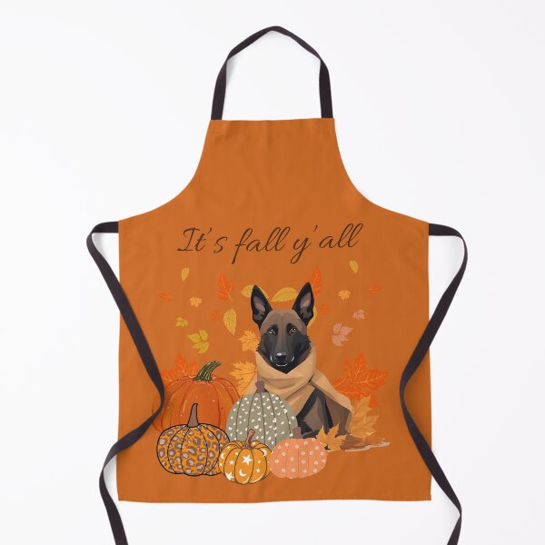 Item preview, 'It's Fall Y'all - Cozy Malinois with Pumpkins and Leaves" designed and sold by GoodyPaws.
