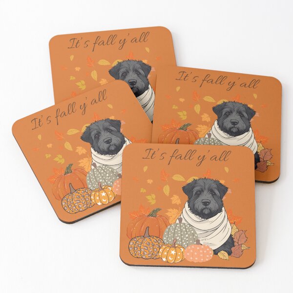 Item preview,   'It's Fall Y'all - Cozy Bouvier des Flandres with Pumpkins and Leaves" designed and sold by GoodyPaws.