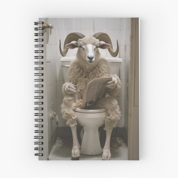 Item preview, Ram Sitting on the Toilet Reading a Newspaper designed and sold by CheekyAnimalz.