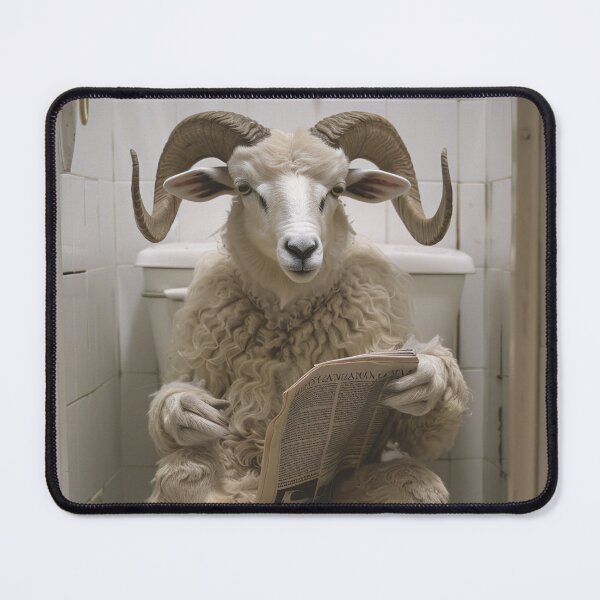 Item preview, Ram Sitting on the Toilet Reading a Newspaper designed and sold by CheekyAnimalz.