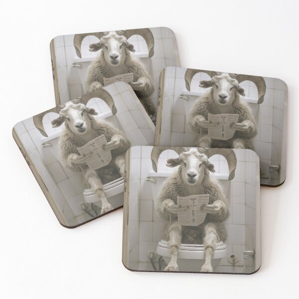 Item preview, Ram Sitting on the Toilet Reading a Newspaper designed and sold by CheekyAnimalz.