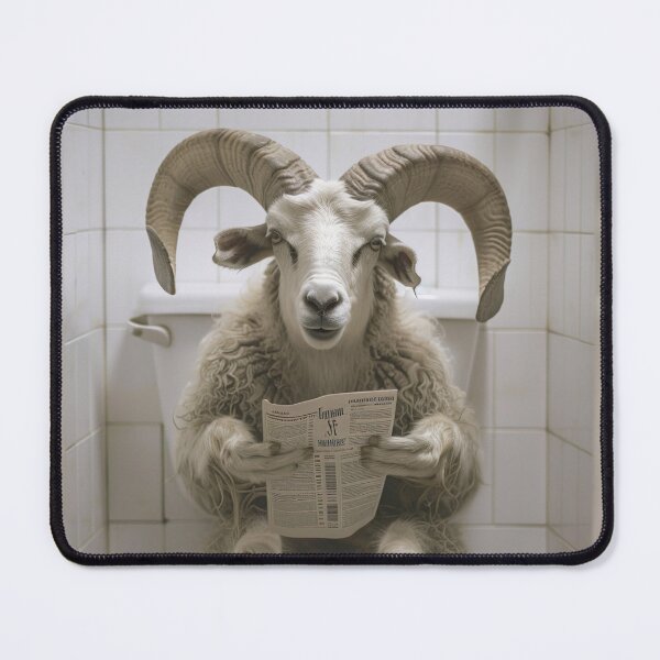Item preview, Ram Sitting on the Toilet Reading a Newspaper designed and sold by CheekyAnimalz.