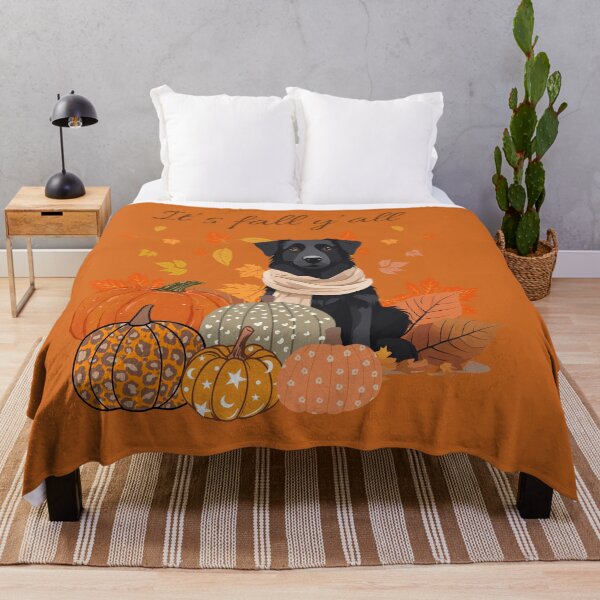 Item preview,  'It's Fall Y'all - Cozy Majorca Shepherd with Pumpkins and Leaves" designed and sold by GoodyPaws.