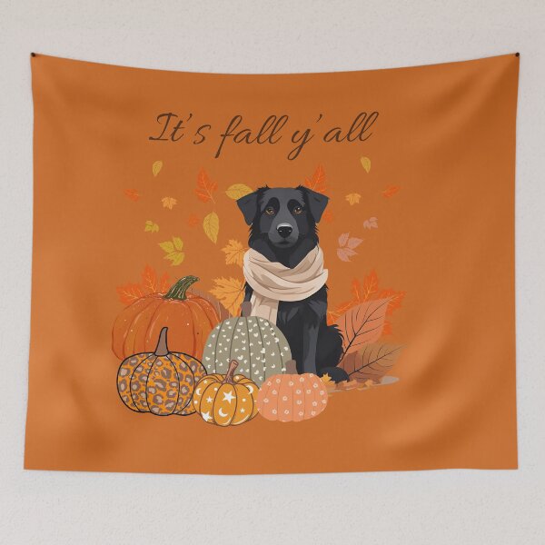 Item preview,  'It's Fall Y'all - Cozy Majorca Shepherd with Pumpkins and Leaves" designed and sold by GoodyPaws.