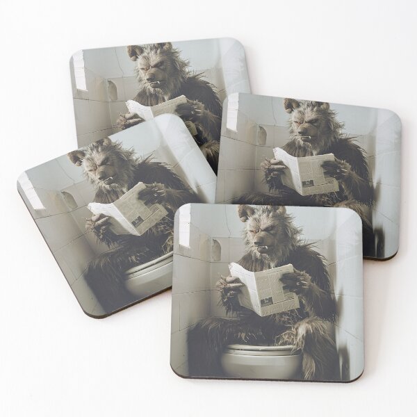 Item preview, Werewolf Sitting on the Toilet Reading a Newspaper designed and sold by CheekyAnimalz.