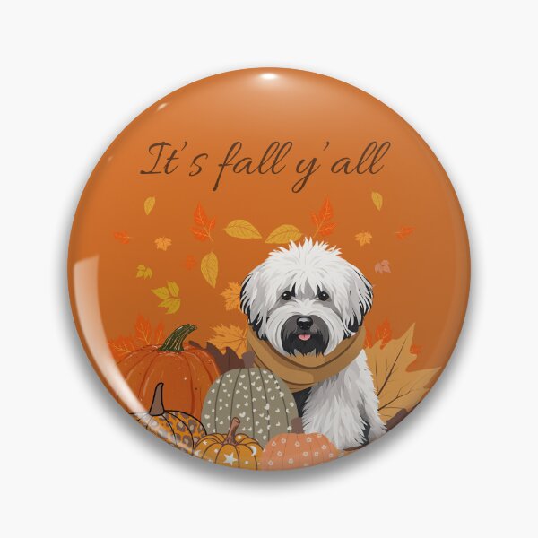 Item preview, 'It's Fall Y'all - Cozy Puli with Pumpkins and Leaves" designed and sold by GoodyPaws.