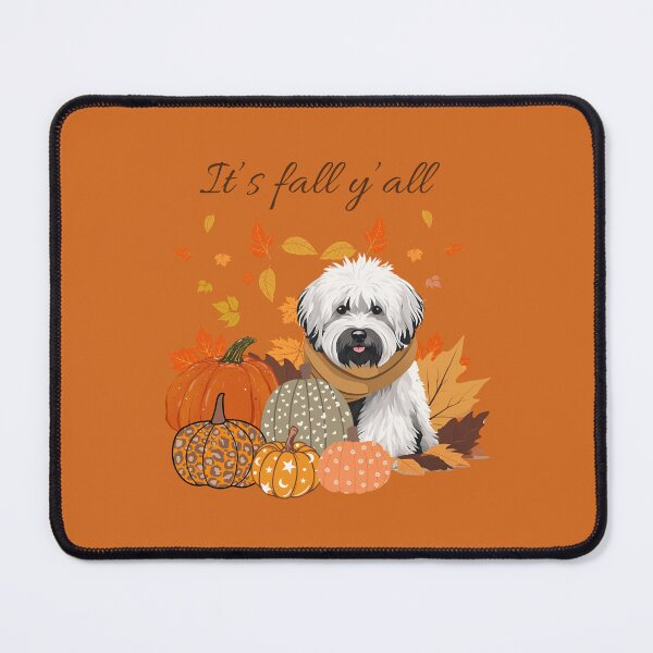 Item preview, 'It's Fall Y'all - Cozy Puli with Pumpkins and Leaves" designed and sold by GoodyPaws.